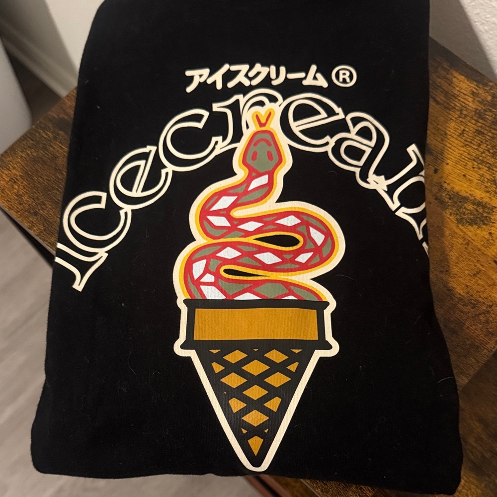 Icecream Black Tee with Red and Cream snake Logo! Size M